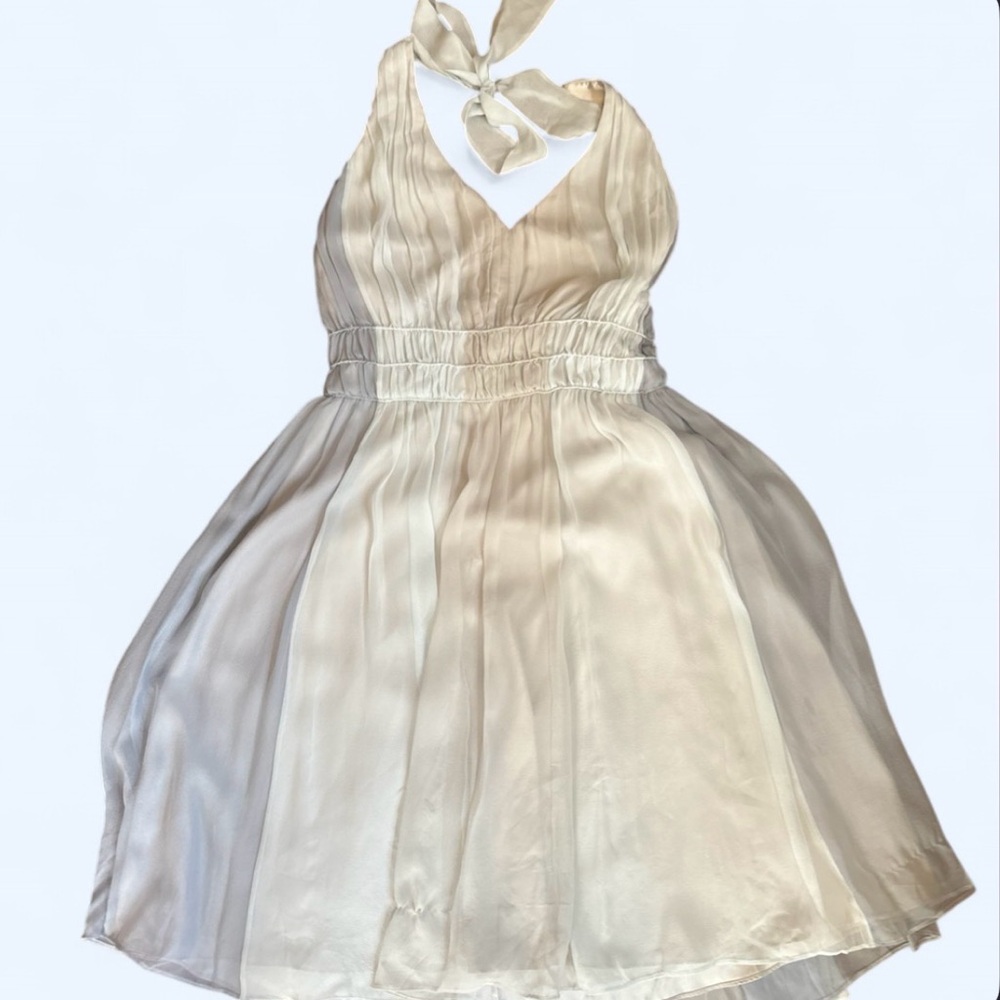 NWT Calvin Klein Sheer Midi Halter Dress in Cloud (12)